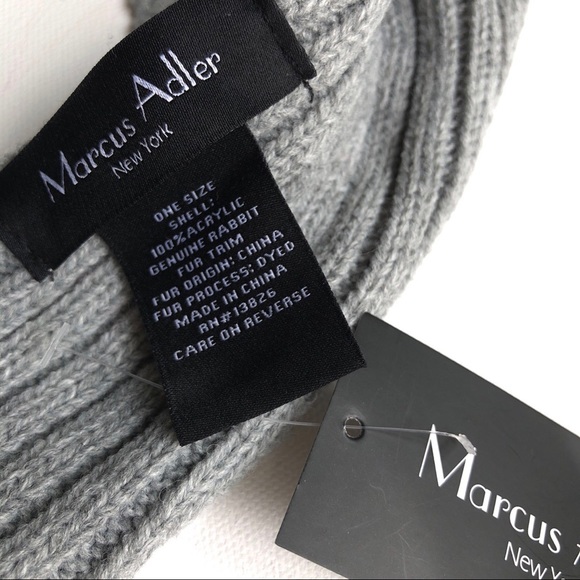 Marcus Adler Rabbit Fur Pom Pom Ribbed Scarf - Picture 3 of 8